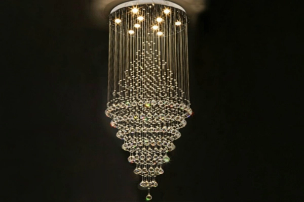 Customized glass chandeliers crafted for bulk and project supply.