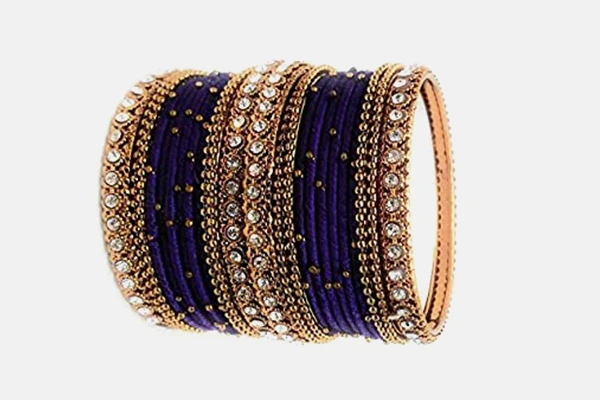Decorative glass bangles adorned with sparkling stones
