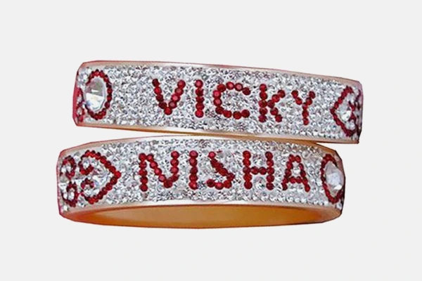 Personalized glass bangles with engraved names
