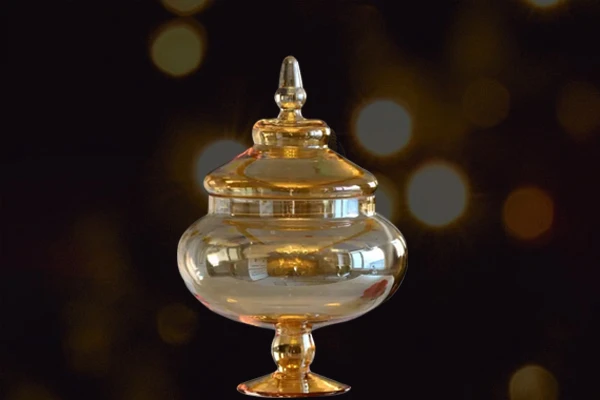 Handcrafted glass bedside lamps from Firozabad